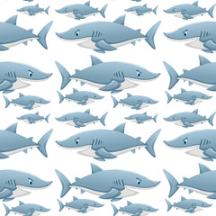 Seamless background template with sharks