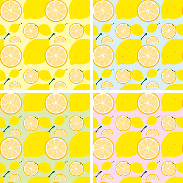 Seamless background design with fresh lemon