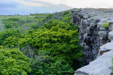 Fototapeta premium Summer Landscape with Rocky ledge cliff