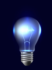Illustration of a realistic bulb with pulse. Vector element for your design