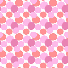 Pink polka dot, seamless pattern, vector