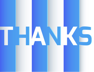 Thank you origami paper layer art. Blue and white color. Vector element for your design