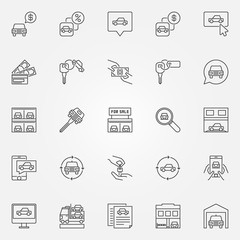 Buying a car icons set