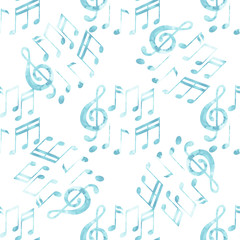 Watercolor musical notes pattern