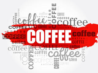 Coffee words cloud collage, art concept background