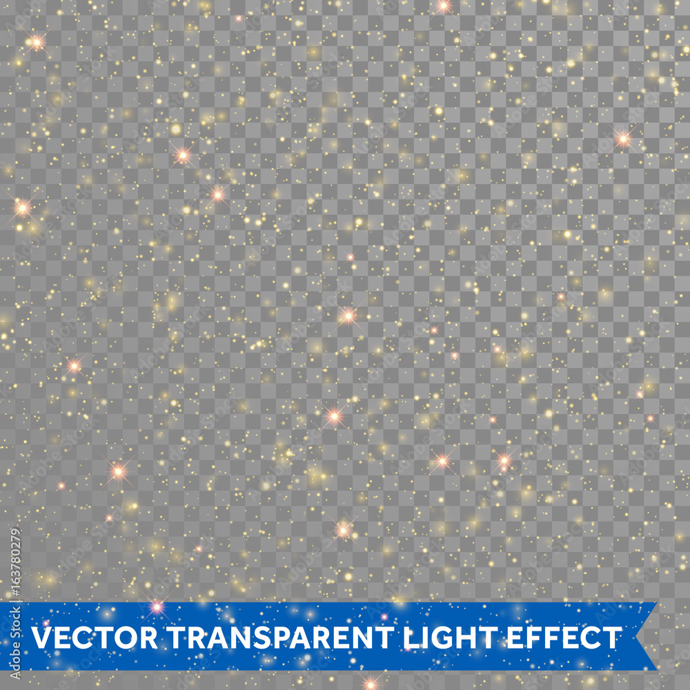 Poster gold partciles glitter or vector sparkling stars light on transparent background