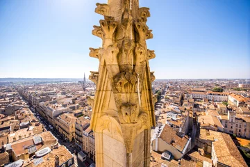 Tafelkleed Aerial cityscape view on the old town of Bordeaux city during the sunny day in France © rh2010