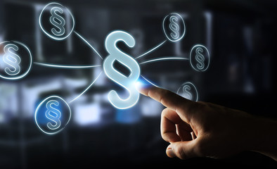 Businesswoman touching law protection right symbol