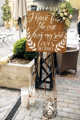 Wooden plaque with beautiful hand-written inscription