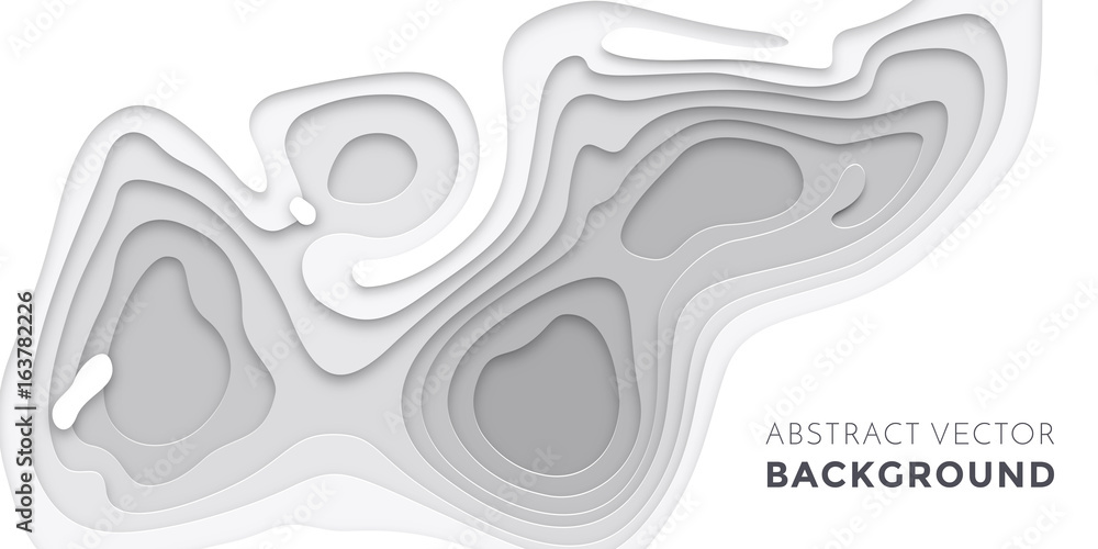 Poster 3d papercut layers, paper cut vector art background banner texture website template