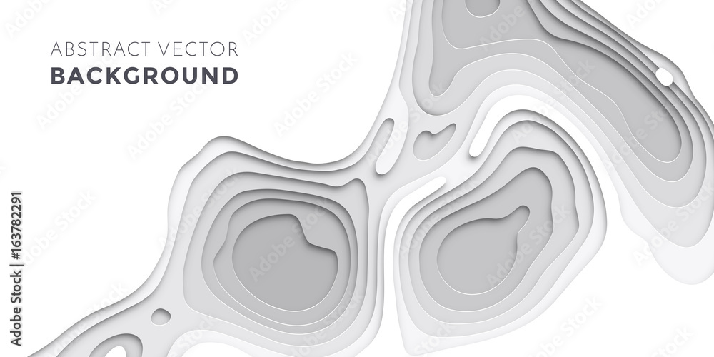Poster 3d papercut layers, paper cut vector art background banner texture website template