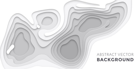 3D papercut layers, paper cut vector art background banner texture website template