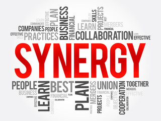 Fototapeta premium Synergy word cloud collage, business concept background
