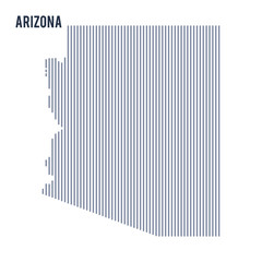 Vector abstract hatched map of State of Arizona with vertical lines isolated on a white background.