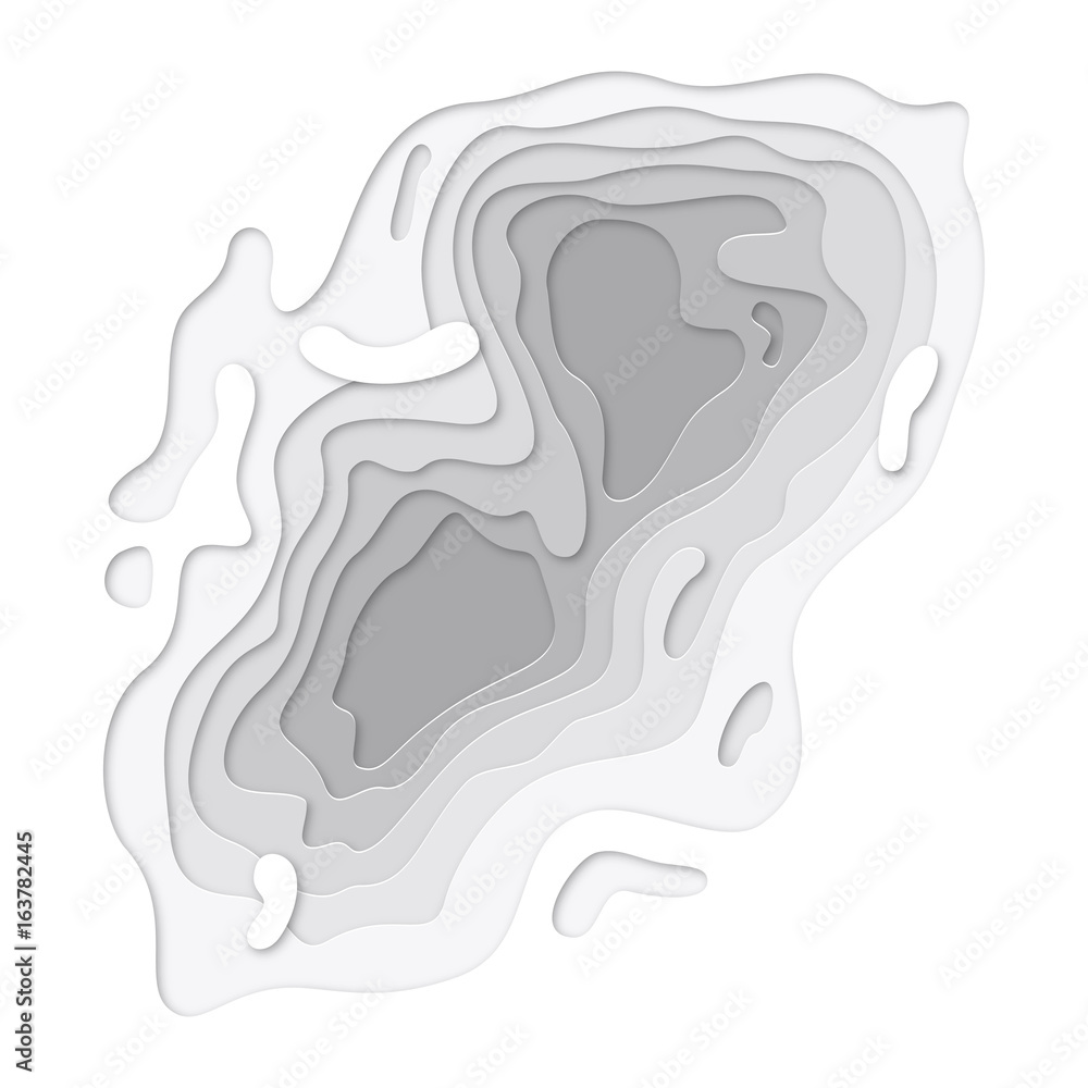 Poster Papercut topography layers texture background of paper cut vector art website template
