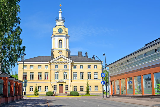 HAMINA, FINLAND. View of a city town hall in the summer