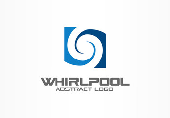 Abstract logo for business company. Corporate identity design element. Eco, nature, whirlpool, spa, aqua swirl Logotype idea. Water spiral, blue circle two segment mix concept. Colorful Vector icon