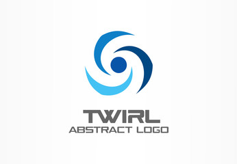 Abstract logo for business company. Corporate identity design element. Eco friendly energy, twirl, propeller, screw logotype idea. Flower, swirl connect circle, environment concept. Color Vector icon © Hilch