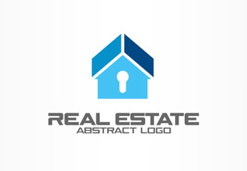 Abstract logo for business company. Corporate identity design element. Real estate, safety lock, home protection, guard logotype idea. house security, apartment alarm concept. Color Vector icon