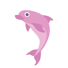 Pink dolphin. Vector illustration, isolated on white background