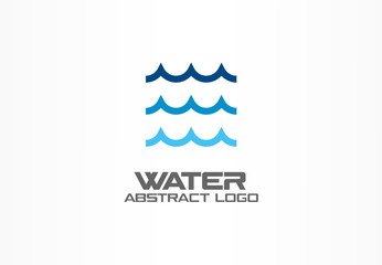 Abstract logo for business company. Corporate identity design element. Eco ocean, nature, swimming pool, spa, aqua swirl Logotype idea. Water wave, blue sea square concept. Colorful Vector line icon