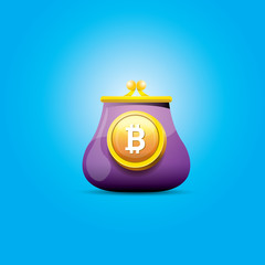 vector bitcoin wallet icon with coins
