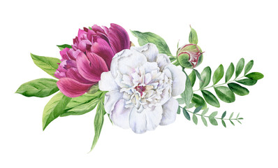 Naklejka na ściany i meble Beautiful watercolor floral clipart isolated