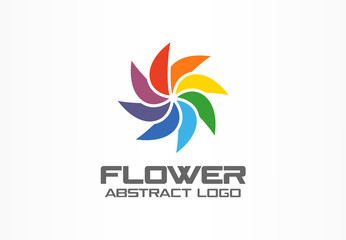Abstract business company logo. Corporate identity design element. Color circle mix, flower , round spectrum logotype idea. Multicolor art palette, paint swirl, rainbow concept. Colorful Vector icon