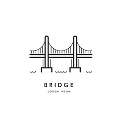The logo with the image of the cable bridge. Vector logo of the bridge isolated on white background