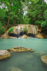 Naklejka premium Level 2 of Erawan Waterfall in Kanchanaburi, Thailand