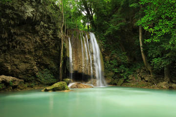 Fototapeta na wymiar Level 3 of Erawan Waterfall in Kanchanaburi, Thailand