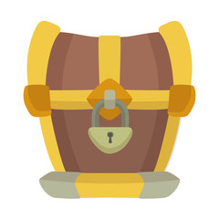 Closed chest with metal padlock. Vector illustration isolated on white background.