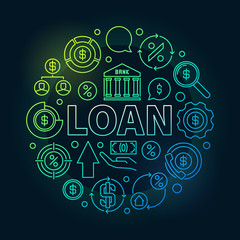 Loan round outline colorful illustration