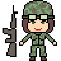 Obraz premium vector pixel art soldier female