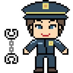 vector pixel art policeman