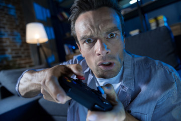 Funny devoted guy not able completing a level