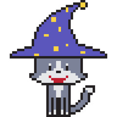 vector pixel art witch cat