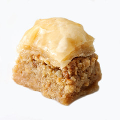Close up set of traditional arabic baklava isolated on white background