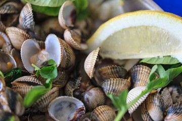 Delicious clams with lemon 