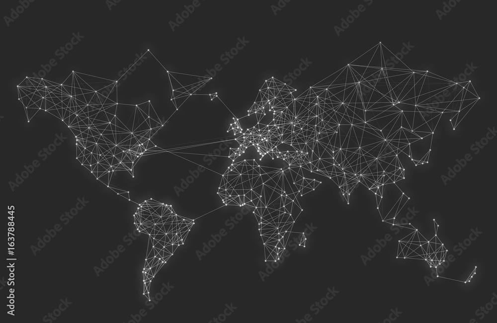 Poster Abstract Telecommunication World Map - Detailed EPS10 vector design - Organized layers