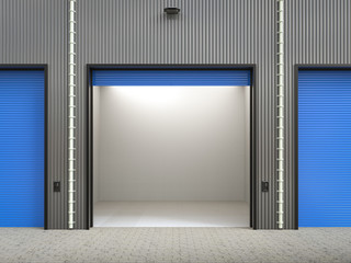 warehouse interior with shutter doors