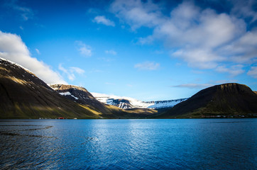Reflection of snow and mountains