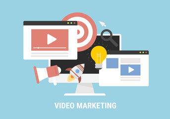 Video marketing concept. Digital design. Social network and media communication.