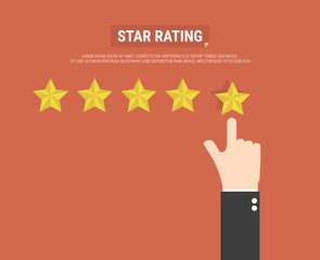 Businessman hand giving five star rating, Feedback concept, VECTOR, EPS10