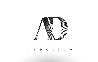 AD Logo Design With Multiple Lines and Black and White Colors.