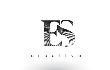 ES Logo Design With Multiple Lines and Black and White Colors.