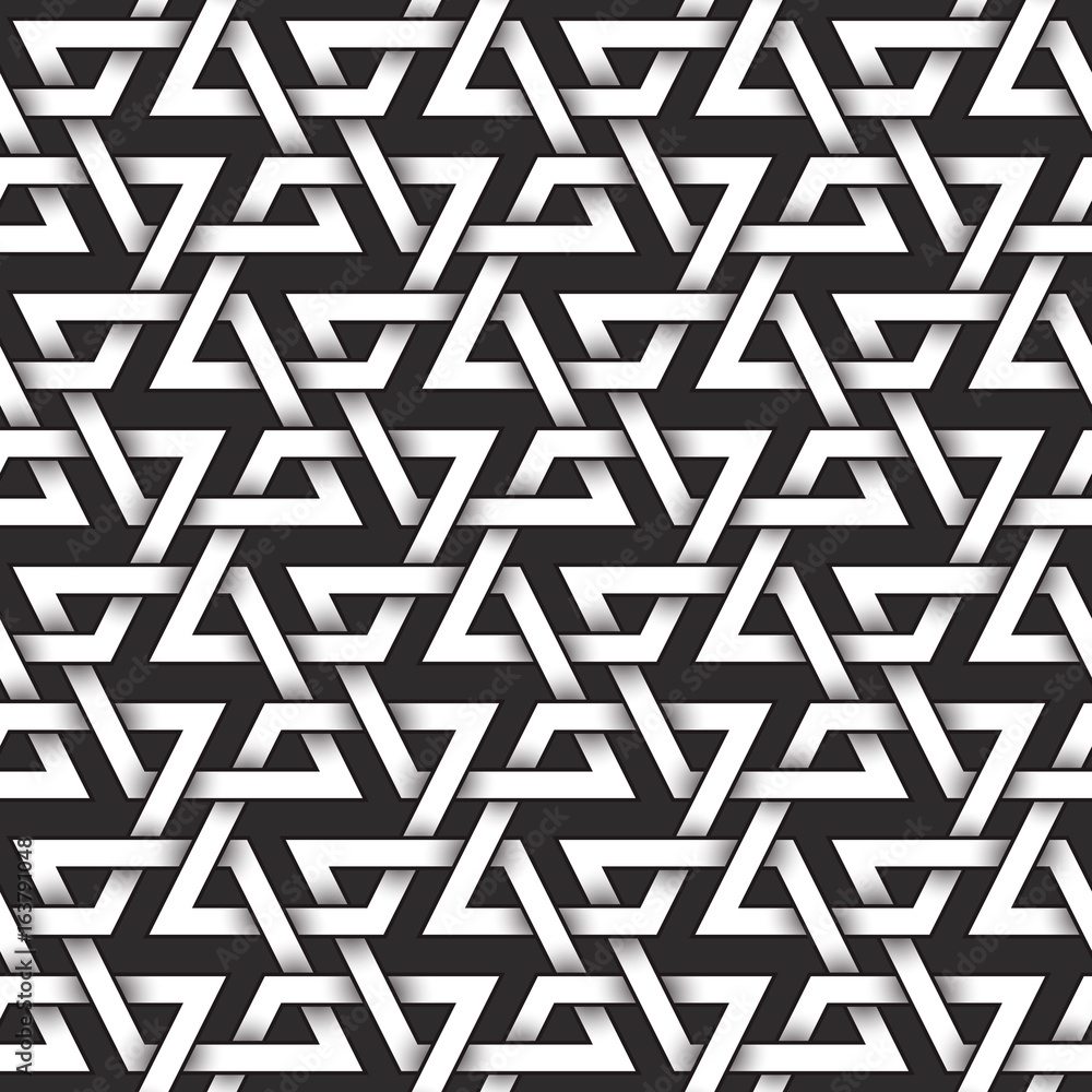 Poster monochrome seamless pattern of rhombuses shaped twisted bands. abstract repeatable background.