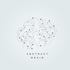 Vector abstract human brain. Concept illustration with line and dots