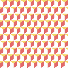 Retro memphis geometric cube shapes seamless abstract patterns. Hipster fashion 80-90s. Jumble textures. Optical illusion effect. Memphis style for printing, website, fabric design, poster, cards.