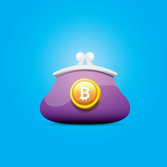 vector bitcoin wallet icon with coins